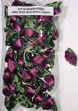 50 SATIN RIBBON ROSES ROSEBUDS 3/4" Applique Sewing Bow Craft Choose your color