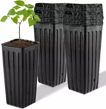 100 Pack Tall Tree Pots 9.6 Inch Deep with Drainage Holes for Indoor Outdoor NEW