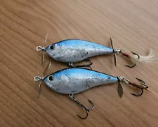 (2) Lucky Craft Kelly J Prop Bait Topwater Fishing Lures - USED, See Photos