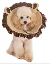 Alfie Pet Dog Protective Recovery Collar Soft Plush Cone Lion Brown Size XS