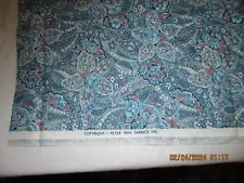 Paisley Floral Peter Pan Fabric Blue - pink accents-28 inches long