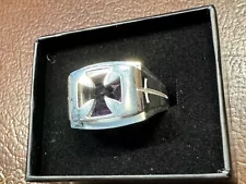 Knights Templar Ring with Amethyst Gemstone 925 Sterling Size 12