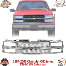 New Front Grille Mesh Chrome For 1994-2000 Chevy C/K Series 1994-1999 Suburban