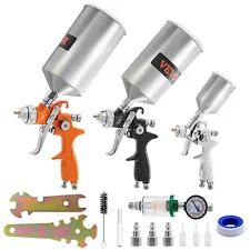 VEVOR 3Pcs HVLP Auto Paint Air Spray Gun Gravity Feed 1.0/1.4/1.8 mm 3 Nozzle