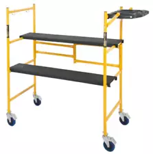 MetalTech Jobsite Series Baker Mini Scaffold Platform with Wheels Tool Shelf