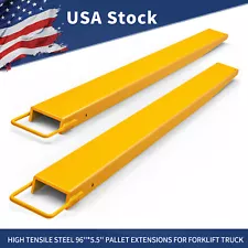 Pair 96" * 5.5" Pallet Fork Forklift Extension High Tensile Steel Heavy Attach