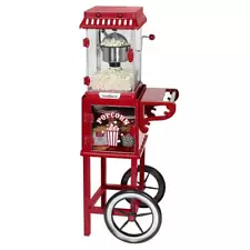 West Bend PCMC20RD13 Wheeled Popcorn Cart with Non-Stick Stainless Steel Popc...