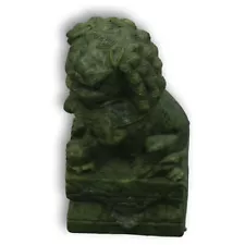 Vintage Chinese Asian Carved Spinach Jade Green Foo Dog Lion Sculpture Figurine