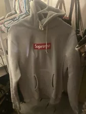 Supreme Box Logo Hoodie Sweatshirt Heather Grey Size L