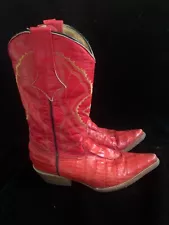 Merced vintage red leather/alligator women’s cowboy boots-6.5/7