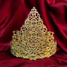 Antique Costume Crown yellow brass