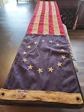 VINTAGE 13 Star Valley Forge American Banner Flag 90”x 17” Embroidered Stars Age