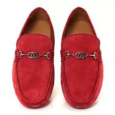 Louis Vuitton Suede Calfskin Mens Porto Vecchio Moccasin Loafers 8 (US 10) Red