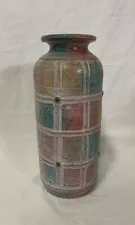 Large 15" Tall Handcrafted Terracotta Painted Pottery Glazed Vase Urn 