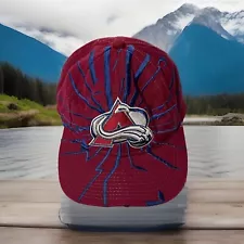 Colorado Avalanche Hat Cap Starter Shockwave Collision Red Dome Vtg Snapback