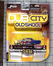 Jada 2006 DUB City Old Skool, '55 Chevy Bel Air, navy blu w/multi-colored flames