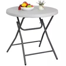 32" Round Folding Table All-steel Cross Legs Dining Table For Party Camping Use