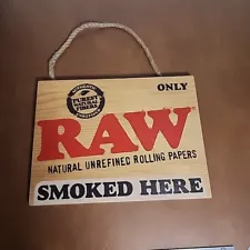 12" x 9" RAW Rolling Paper "Smoked Here" Wooden Sign with Rope