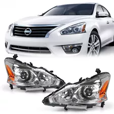 For 2013-2015 Nissan Altima Sedan Chrome Headlights Headlamp LH+RH Side