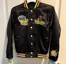 Black Satin Bomber Jacket Youth S Fresh Prince of Bel Air Appliques Will Smith