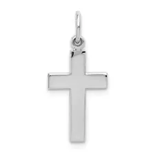 14k White Gold Cross Pendant for Women L-0.99 Inch, W-0.48 Inch, 0.85 gram