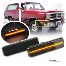 For 72-93 Dodge RAM Truck Ramcharger Smoked Front LED Side Marker Light Lamp Set (For: 1975 Dodge Ramcharger)