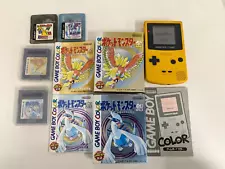 C37 NG Nintendo Gameboy Color console Yellow JAPAN GBC Pokemon Game Working SET