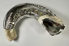 Jewish Shofar Faux Horn Silver & Gold Tone City of Jerusalem Souvenir