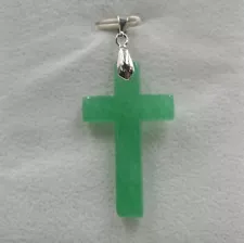 Hot Sale GP 18K Alloy & Green Jade Cross For Women Pendant 45*21mm Best Gift