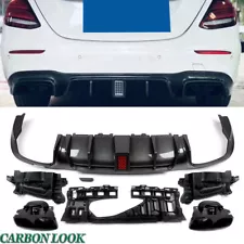 For 2016-2020 Mercedes W213 E300 E400 E43 AMG Type Carbon Look Rear Diffuser Lip