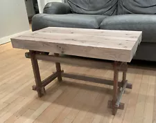 Coffee table Japanese style oak slab black walnut legs