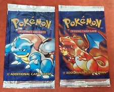 Pokemon 1999 Base Set Unlimited Booster Packs Empty Blastoise and Charizard art