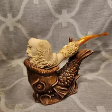 New Listing**Estates Hand Carved Bent Meerschaum Smoking pipe, Free 2-Day Shipping**