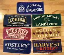 vintage beer pub bar towels lot of 7. Foster’s, Murphy’s. Stout, Amber.