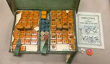 Vintage Mahjong Set Two Tone Bakelite Apple Juice with Green Backs 148 Tiles