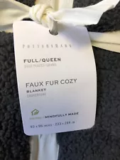 SALE! - Pottery Barn Full/Queen Faux Fur Cozy Blanket - Charcoal Grey - Preloved