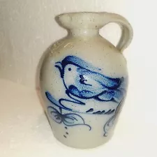 ROWE Pottery BIRD JUG VASE Salt Glazed EX Condition 1988 Fan-Tastic GRAPHICS