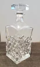 Crystal Whiskey Decanter with Solid Stopper Criss-Cross Design