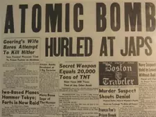 VINTAGE NEWSPAPER HEADLINES ~WORLD WAR 2 ATOMIC BOMB DROPPED ON JAPAN WWII 1945