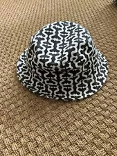 Mens Supreme Twill Crusher Bucket Hat Black/White Monogram Sz: M/L