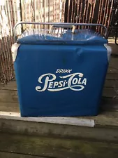 Vintage Retro Metal Blue Drink Pepsi Cola Cooler 1950s