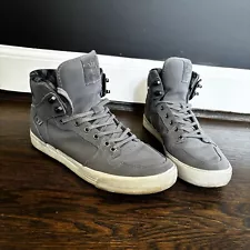 Supra Vaider High Top Shoes Mens 11 Gray Leather Clima Edition Skate Shoe