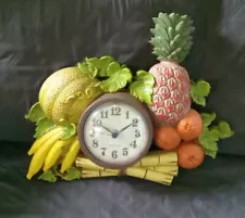 Vintage Burwood New Haven Plastic Kitchen Wall Clock Fruit Tested