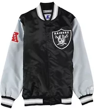 STARTER Mens Las Vegas Raiders Varsity Jacket, Black, Large (Regular)