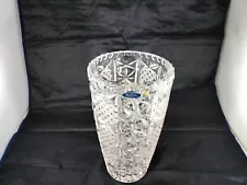 Vintage Bohemian Style DEEP Cut Crystal Large Heavy Vase 1950'S (New) 9.75IN