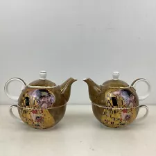 2x The Gustav Klimt Collection The Kiss Tea Set For One Bone China (H5) S#509