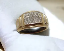 10K Solid Gold Mens Natural Diamond Dinner Ring SZ 10 SALE SAVE 1000 #R1113