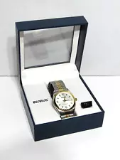 New Mens Benrus Watch W-1744 098 PC21 Quartz Water Resistant Stainless +Case $95