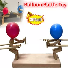 2 Players Balloon Bamboo Man Battle - Wooden Fencing Puppets With 100 Balloons