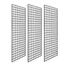 72 In. H X 24 In. W Grid Wall Panels for Retail Display (3-Grids) Black